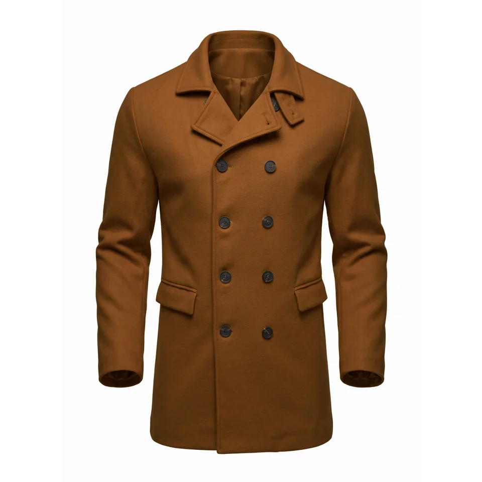 New Men's Trench Coat Double Breasted Winter Jacket Business