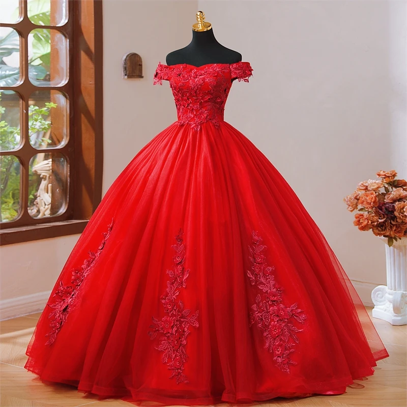 7 Colors Real Photo Quinceanera Dresses 2024 New Off Shoulder Appliques Vestidos De 15 Anos Prom Party Gown Customizer Plus Size