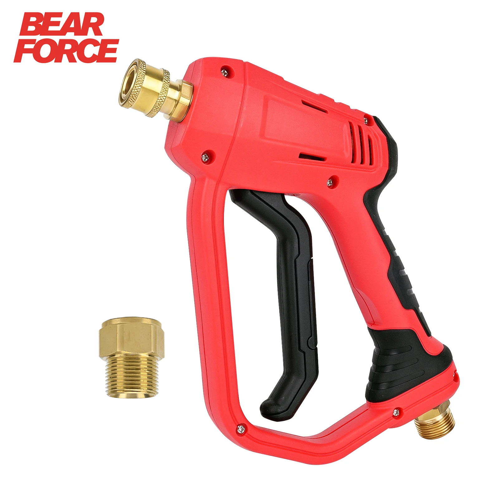 BEAR FORCE Pressure Washer Short Gun with M22-14mm, Inlet 1/4” Quick Connector Coupler & M22-ID15mm Connector, Power Washer Gun