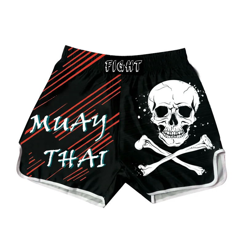 Custom printed Men's skull MMA shorts Combat wear BJJ boxing trunks men's casual fitness sports shorts