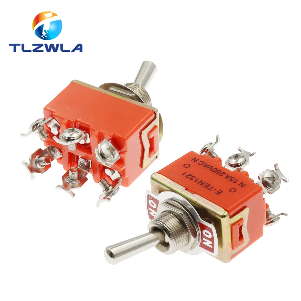 1PCS E-TEN1321 Toggle Switch 6Pin ON-ON Power Switch 15A 250V Rocker Head Switch 12MM