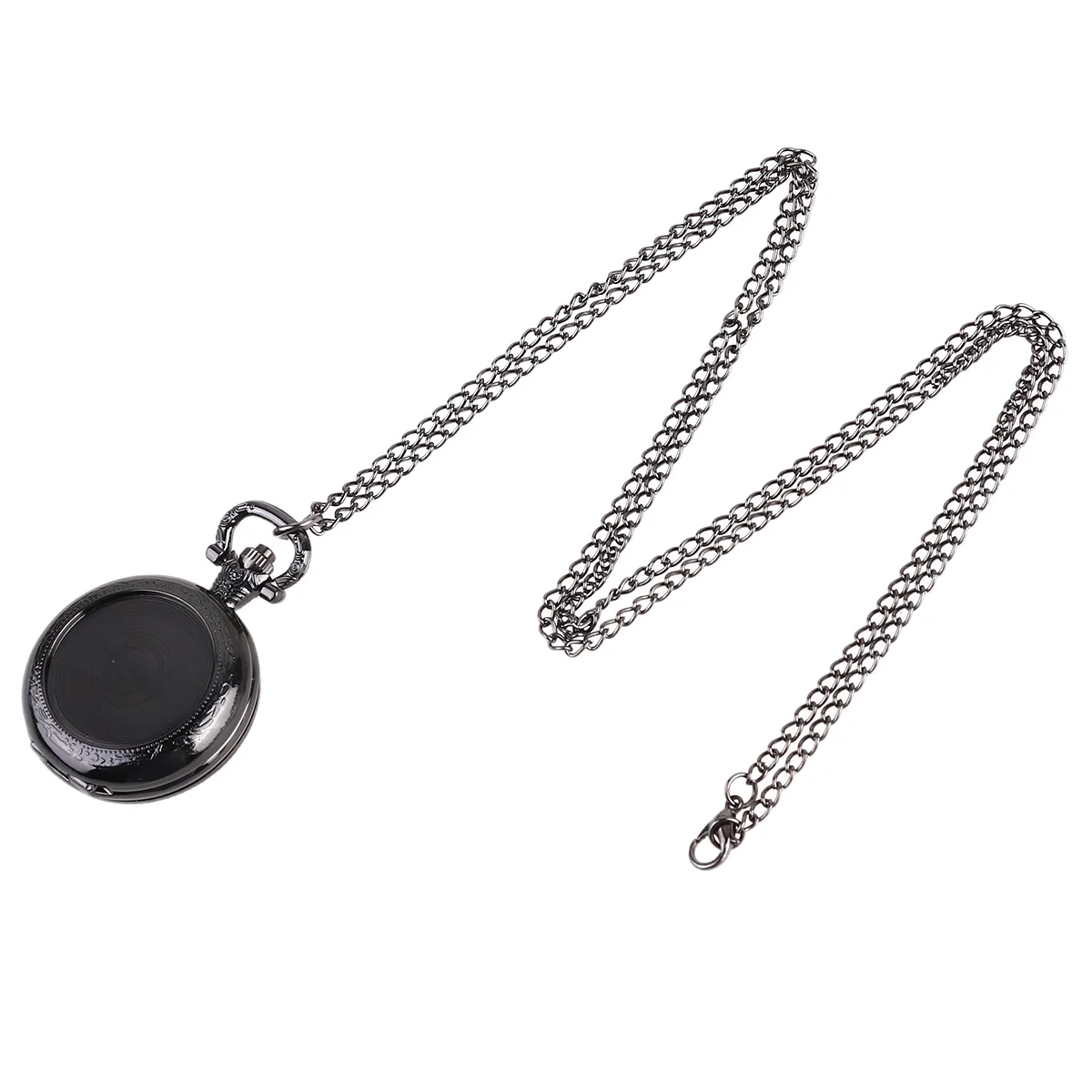 

Vintage Black Pocket Watch Necklace Retro Pendant Stylish Gift Accessory for Men Women Accurate Working Timekeeping Chic Pocket