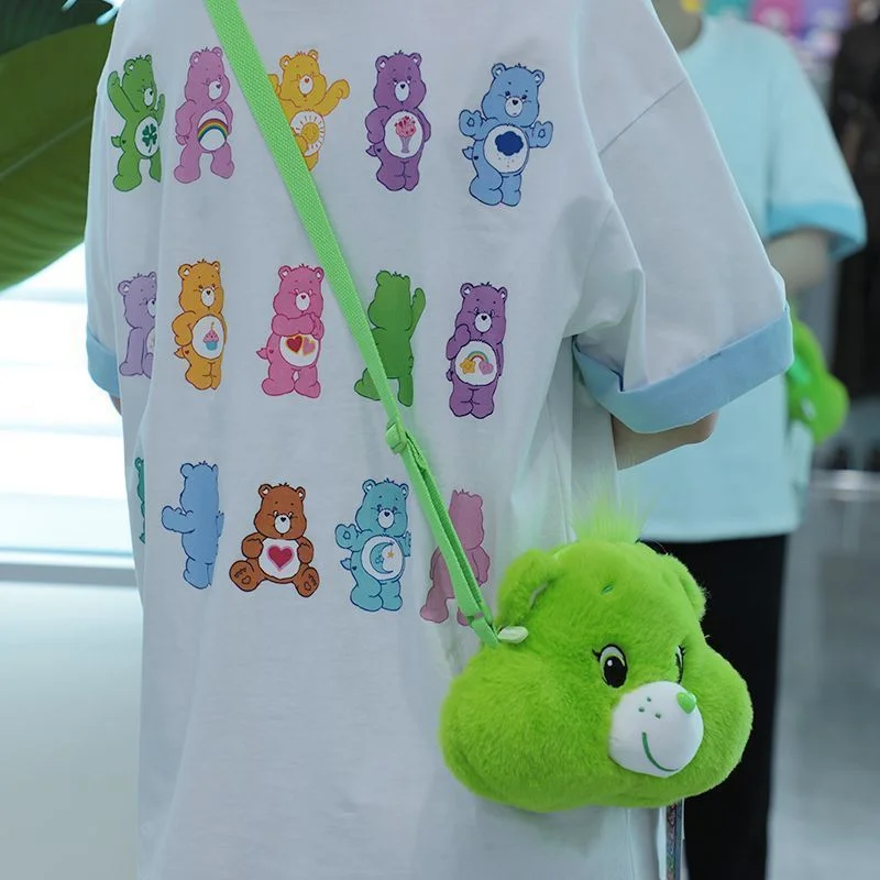 Care Bears Plush Bag Cute Fluffy Bear Head Crossbody Bag Kawaii Cartoon Purse for Girls Teens Fans view 4