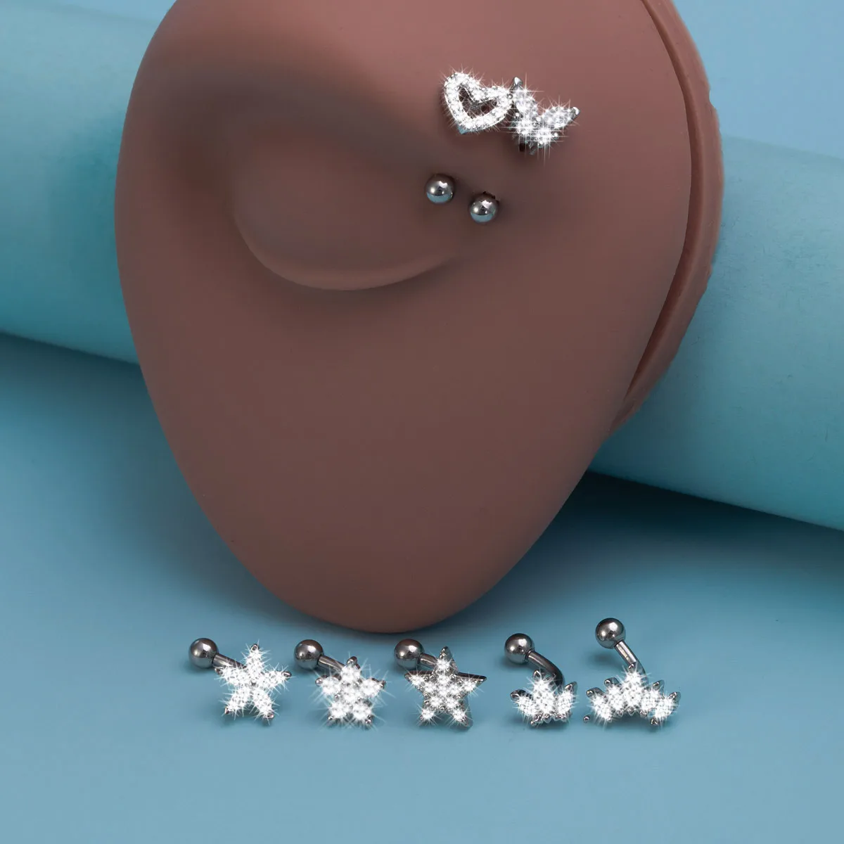 1pc Star Butterfly Eyebrow Ring for Women Girl Stainless Steel Zircon Eyebrow Stud Elegant Eyebrow Piercing Jewelry