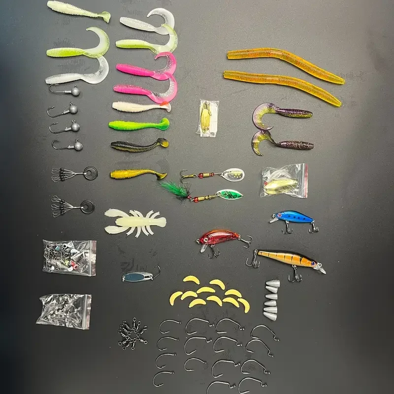 125pcs Complete Bionic Fishing Kit | Lifelike Hard/Soft Lures (4g-8g) + Adjustable Sinkers & Safe-Lock Hooks | All-in-One Tackle