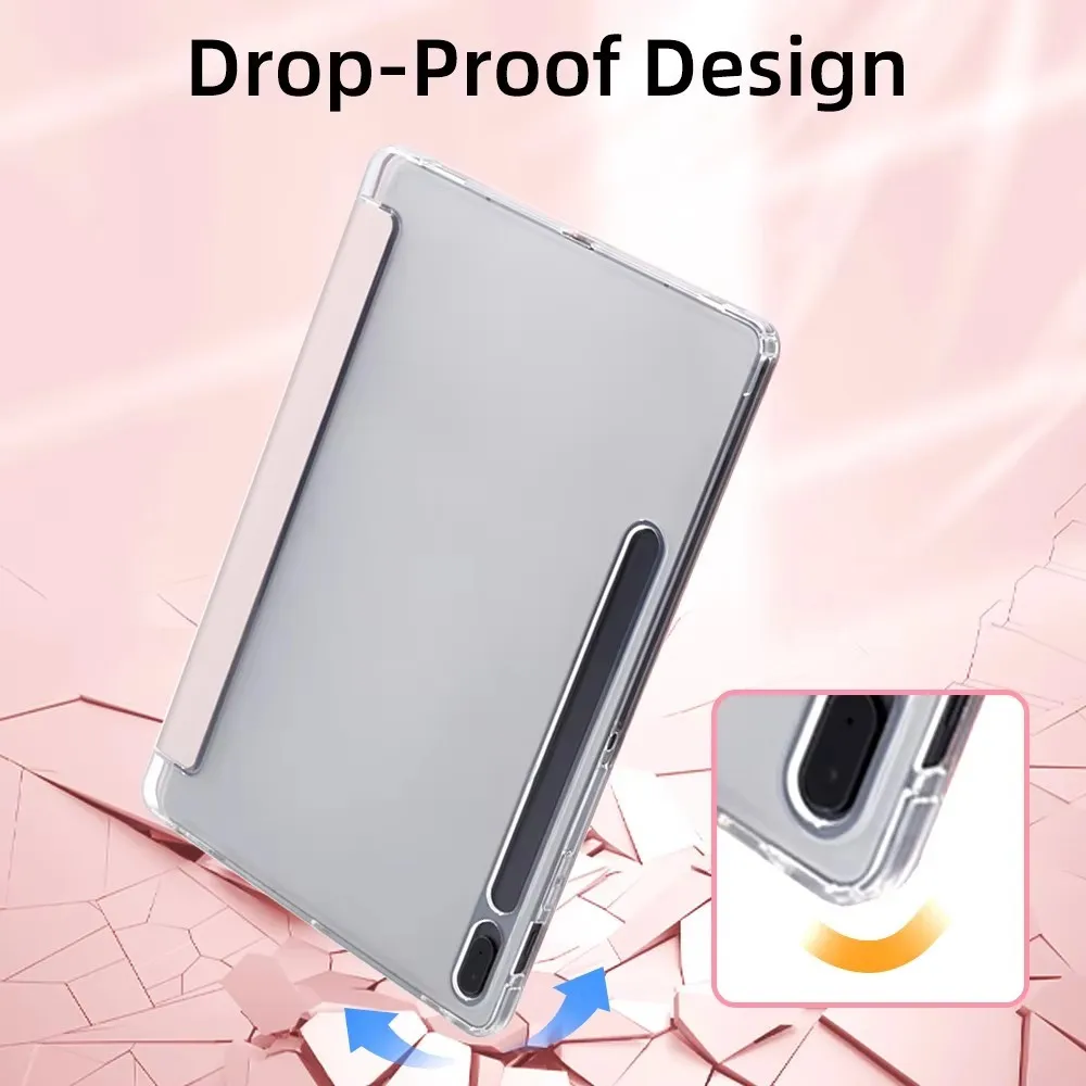 Transprent Acrylic Case For Samsung Galaxy Tab S10+ S10 Plus 12.4 S9 FE Plus S8Plus S7 FE S8 S6 Lite A8 A9 Pen Slot Cover