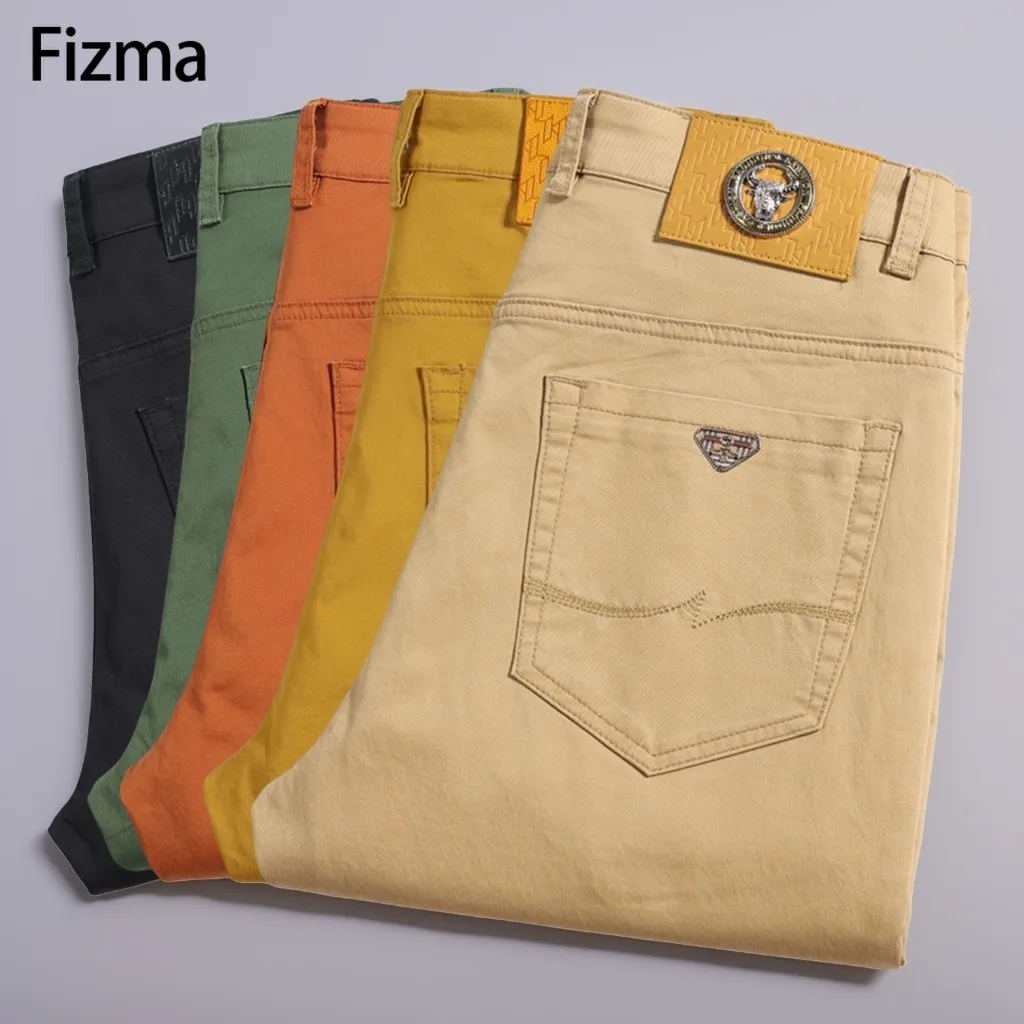 Fizma Man Pants Summer Business Casual Pants Classic Solid Color Loose Straight Trousers Brand Men\'s Clothing New In Baggy Pants