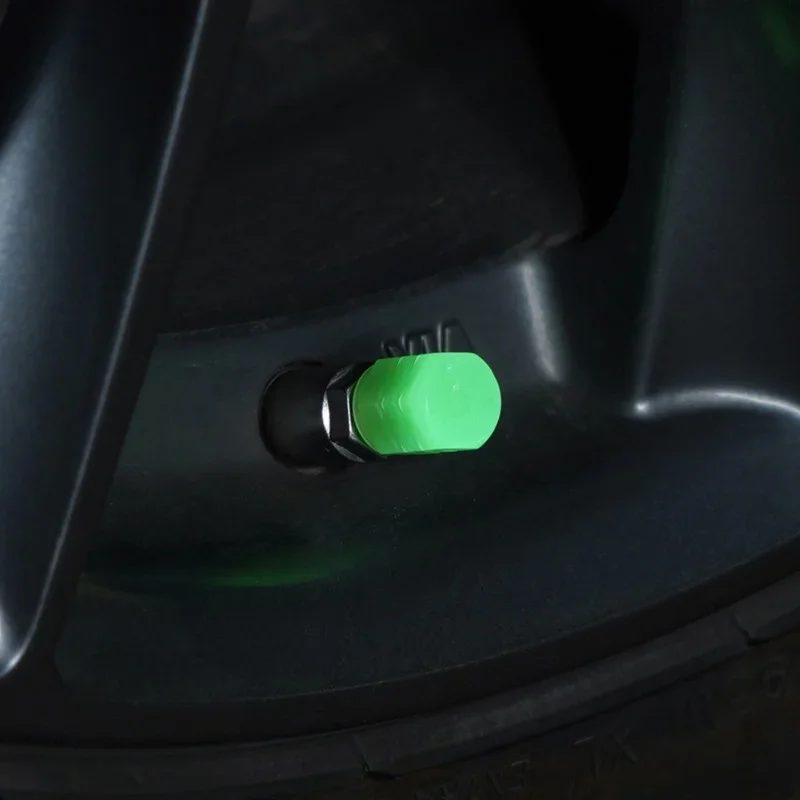 Luminous Valve Caps Car Fluorescent Tire Valves Cap Glow In The Dark Car Motorcycle Bike Wheel Plugs Tyre Hub Cover Decor