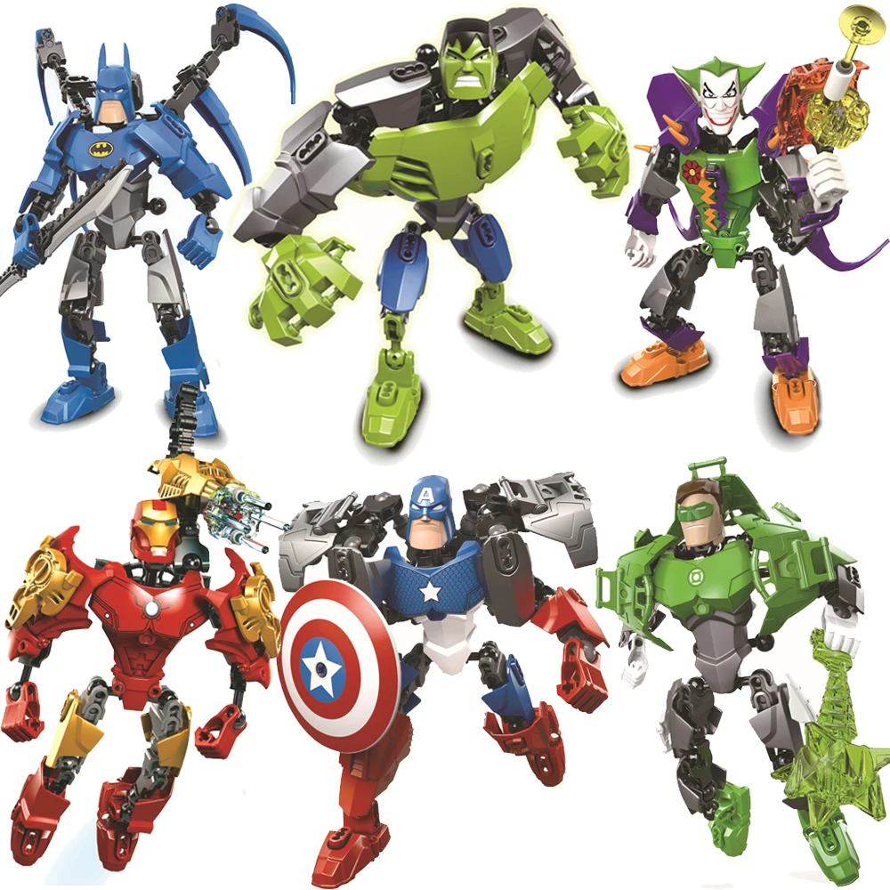 Avengers Superhero Iron Man Batman Hulk Joker กัปตันอเมริกาสีเขียวโคมไฟตัวเลขอาคารบล็อกคลาสสิกรุ่นอิฐของเล่น