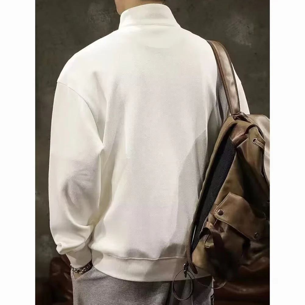 عطلة عادية ارتداء اليومي Kpop نصف سستة أعلى 2XL قميص طويل الأكمام ينطبق على الرجال طبقات العنصر الأساسية