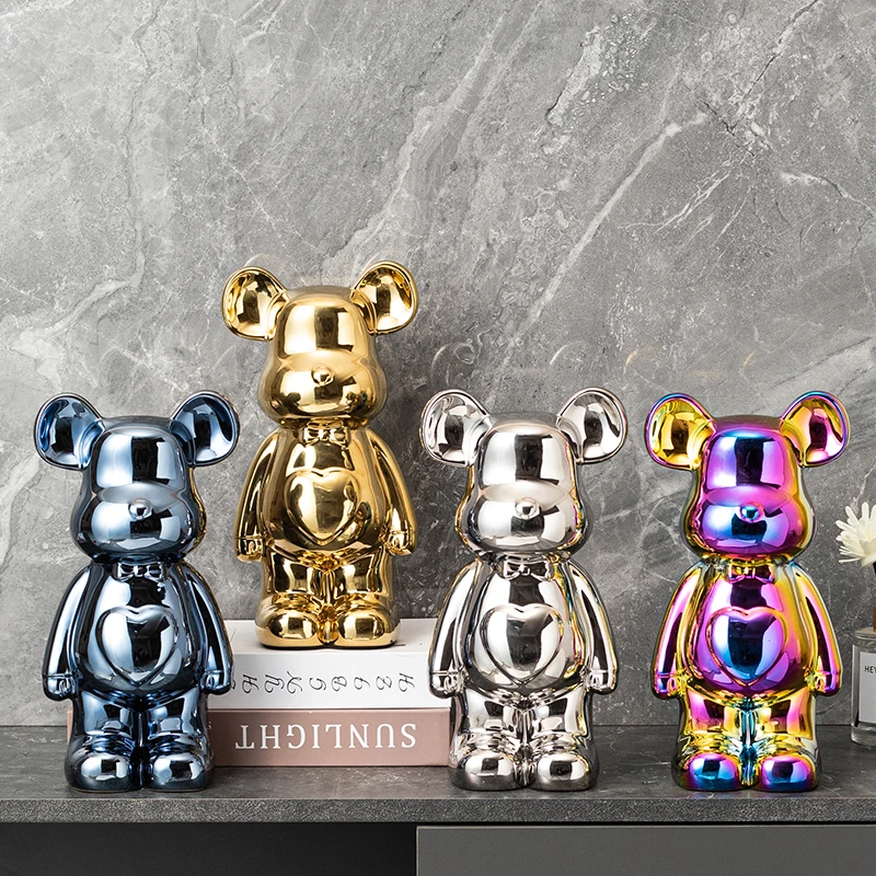 needoh Love Bear Dekoracja Ceramiczne Rękodzieło Szafka na Wino Styl Europejski Mała Kreskówkowa Statuetka Kawaii Figurka Kreskówkowa Ozdoba na Półkę z Książkami do Biura Dekoracje Domowe 400% Figurki Niedźwiedzi