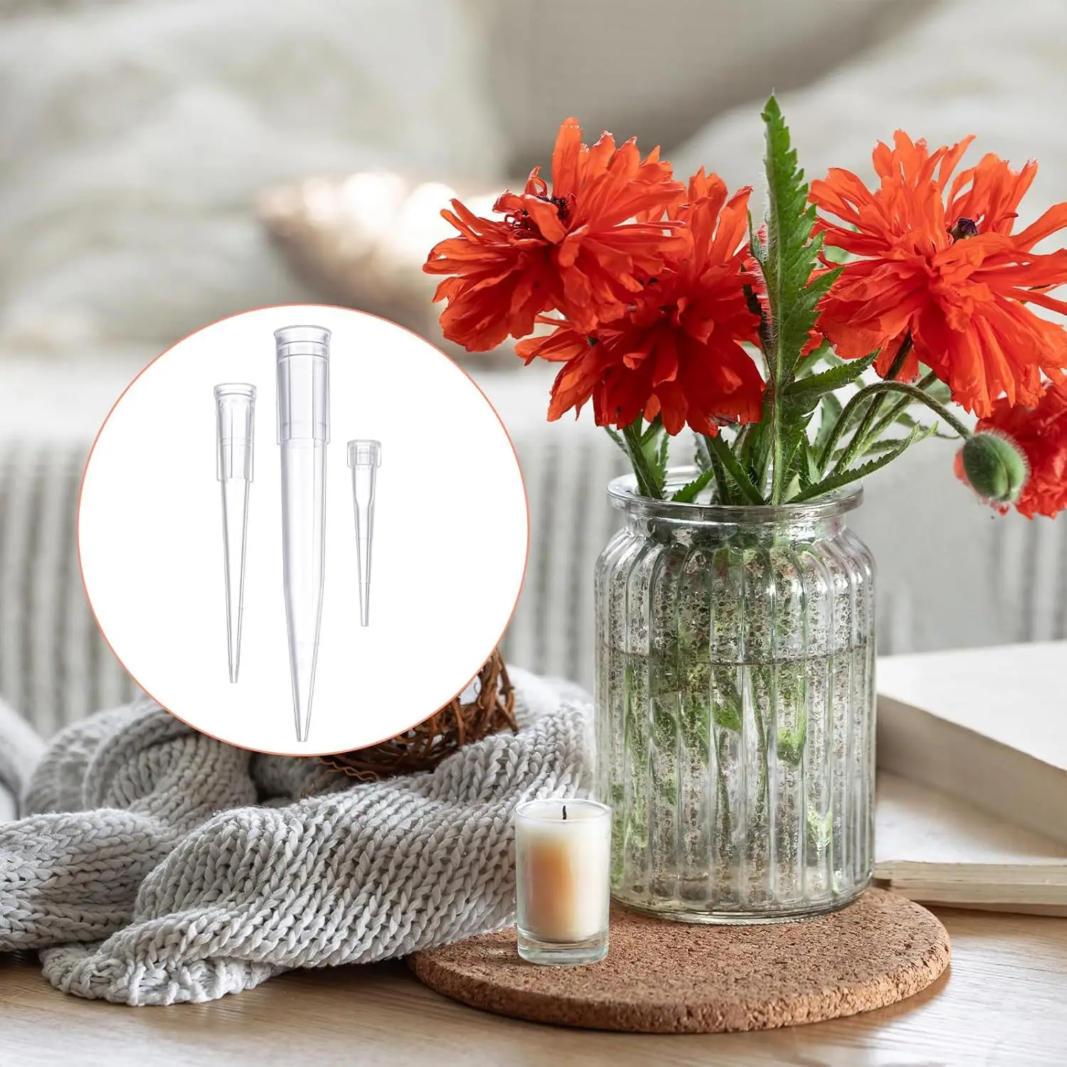 60 Piece Reusable Flower Cake Inserts Plastic Tubes for Decorating Cakes Tarts Pies with Fresh Wired or Artificial Blooms