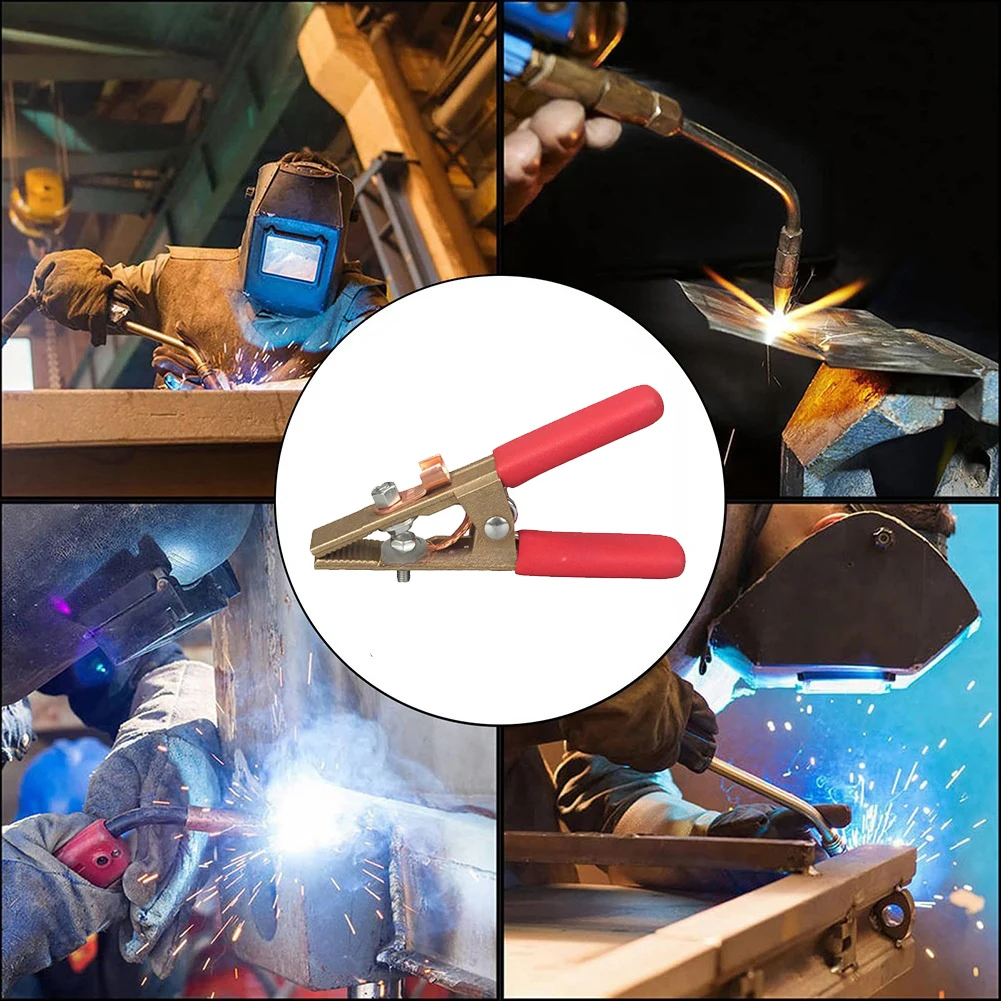 Brass 300A Ground Clamp for Welding Pliers A-Shape Design with Red and Brass Finish for Visibility and Resistance