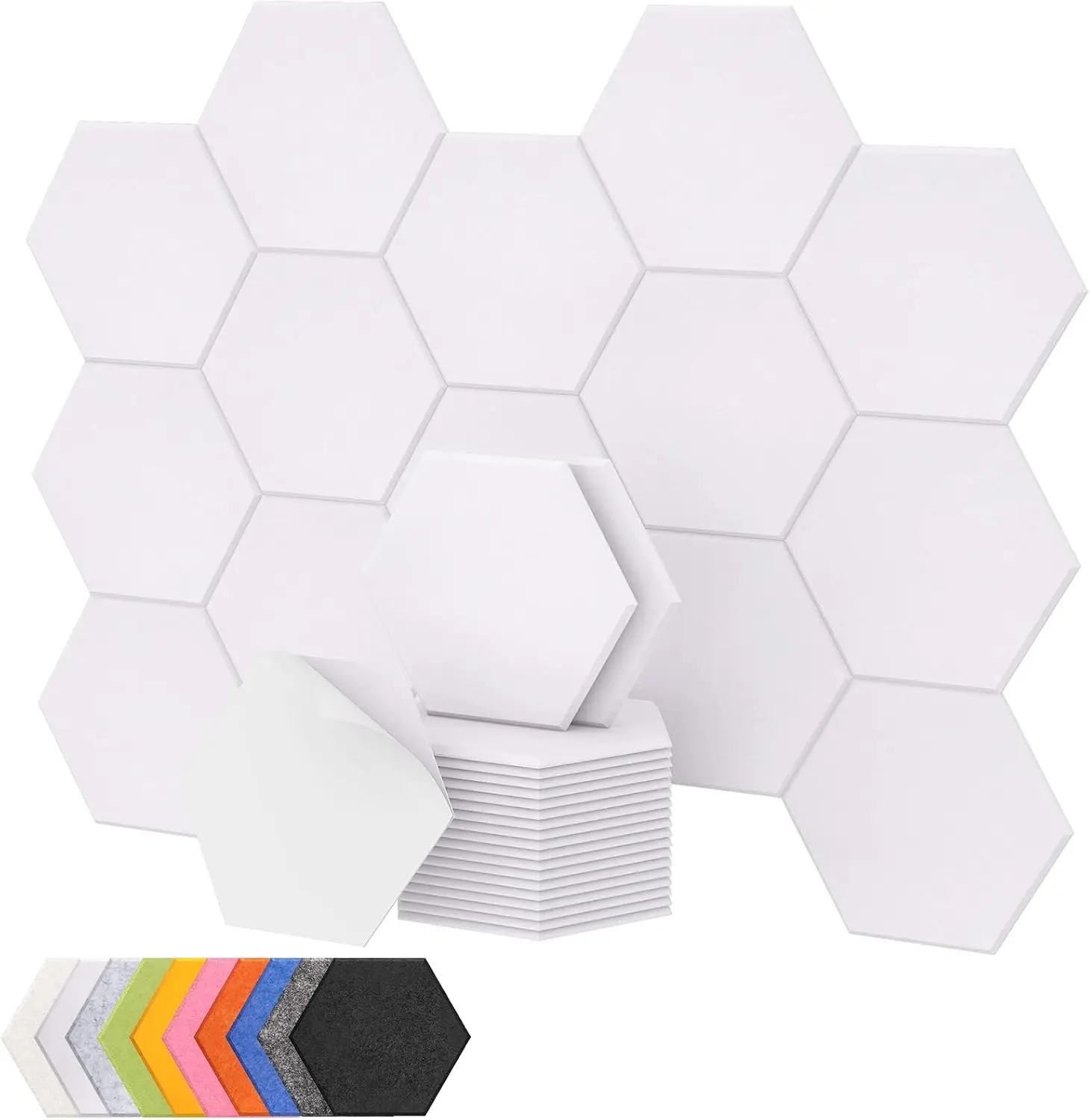 

18 Pack Hexagon Acoustic Panels, 12x10x0.4 Inch Soundproof Wall Panels for Studio, Office, Home Décor in White