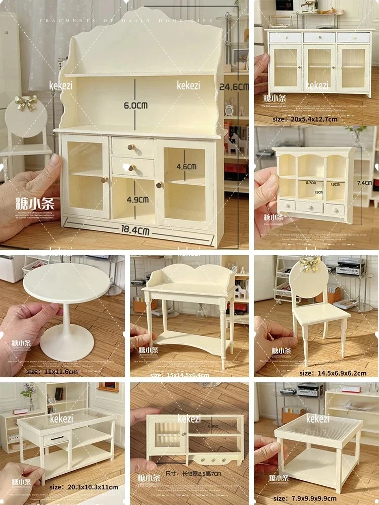 

1：6 Miniature Dollhouse Furniture Mini White Chair Table Doll 1：12 Desk Wardrobe New Diy Miniature Dollhouse Accessories
