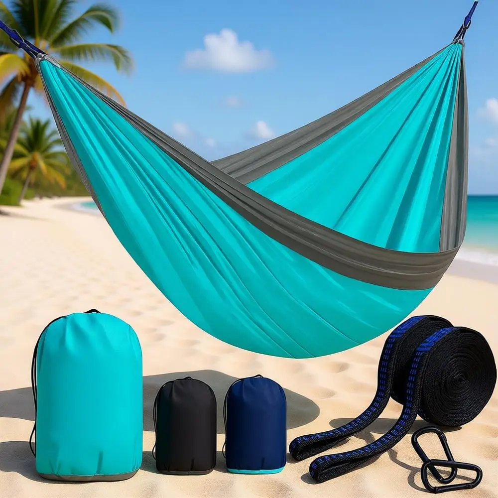 

Портативный двойной гамак для кемпинга — легкое нейлоновое снаряжение для путешествий и походов