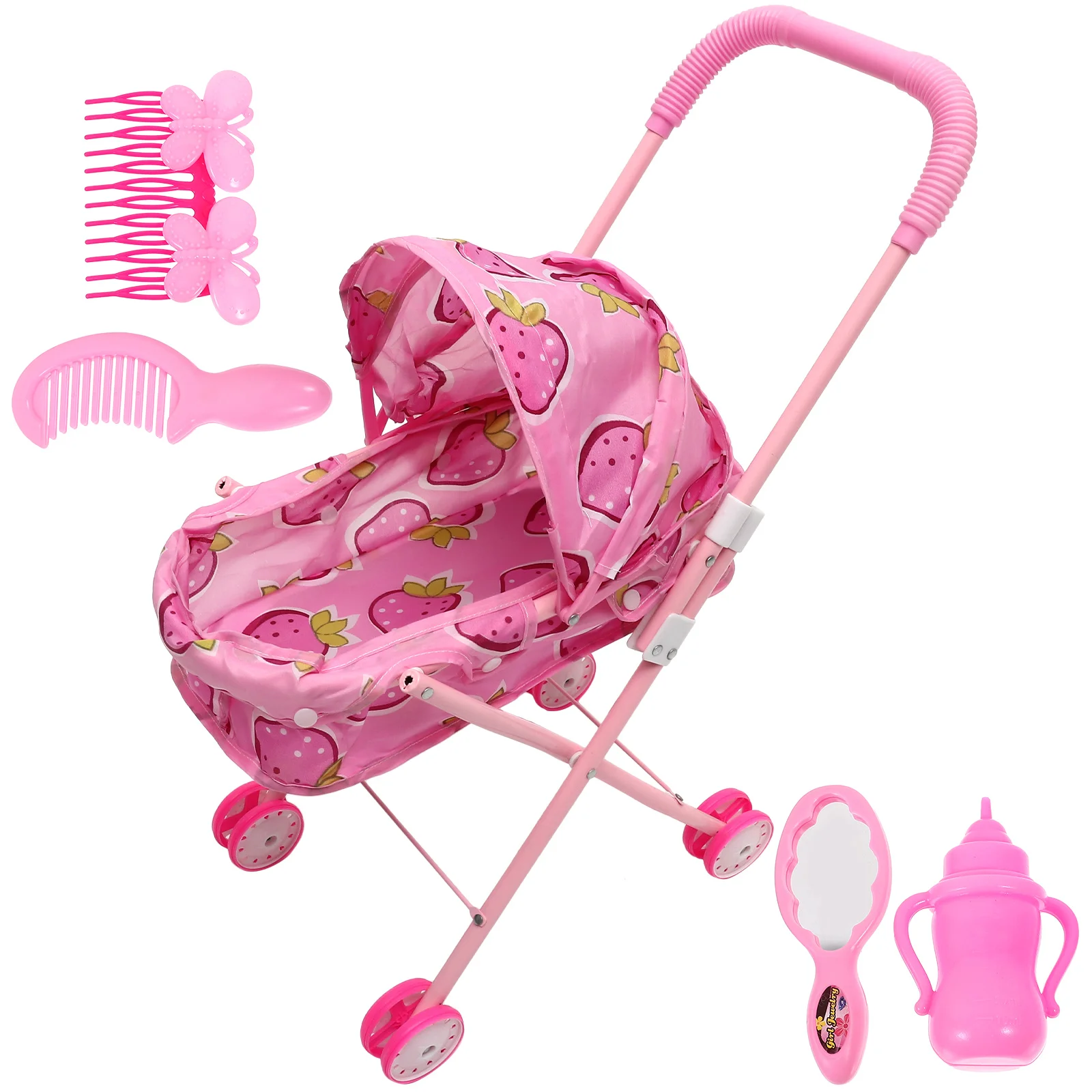 

Doll Stroller Toys Kids Simulated Stroller Model Playset Doll Accessories Baby Doll Trolley Pretend Toy Girl