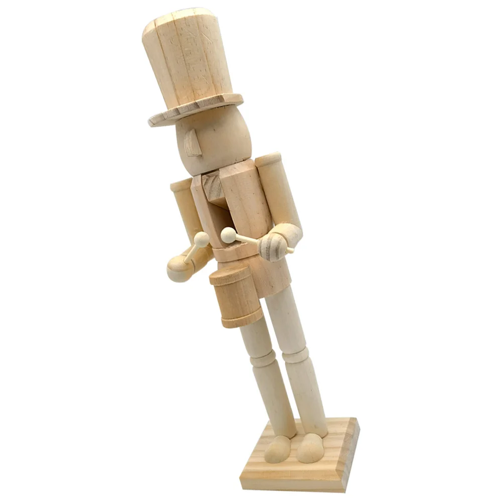 

Wooden Nutcracker Craft Kit Unpainted Diy Figure Small Size Christmas Decoration Home Restaurant Coffee Shop Xmas Ornament