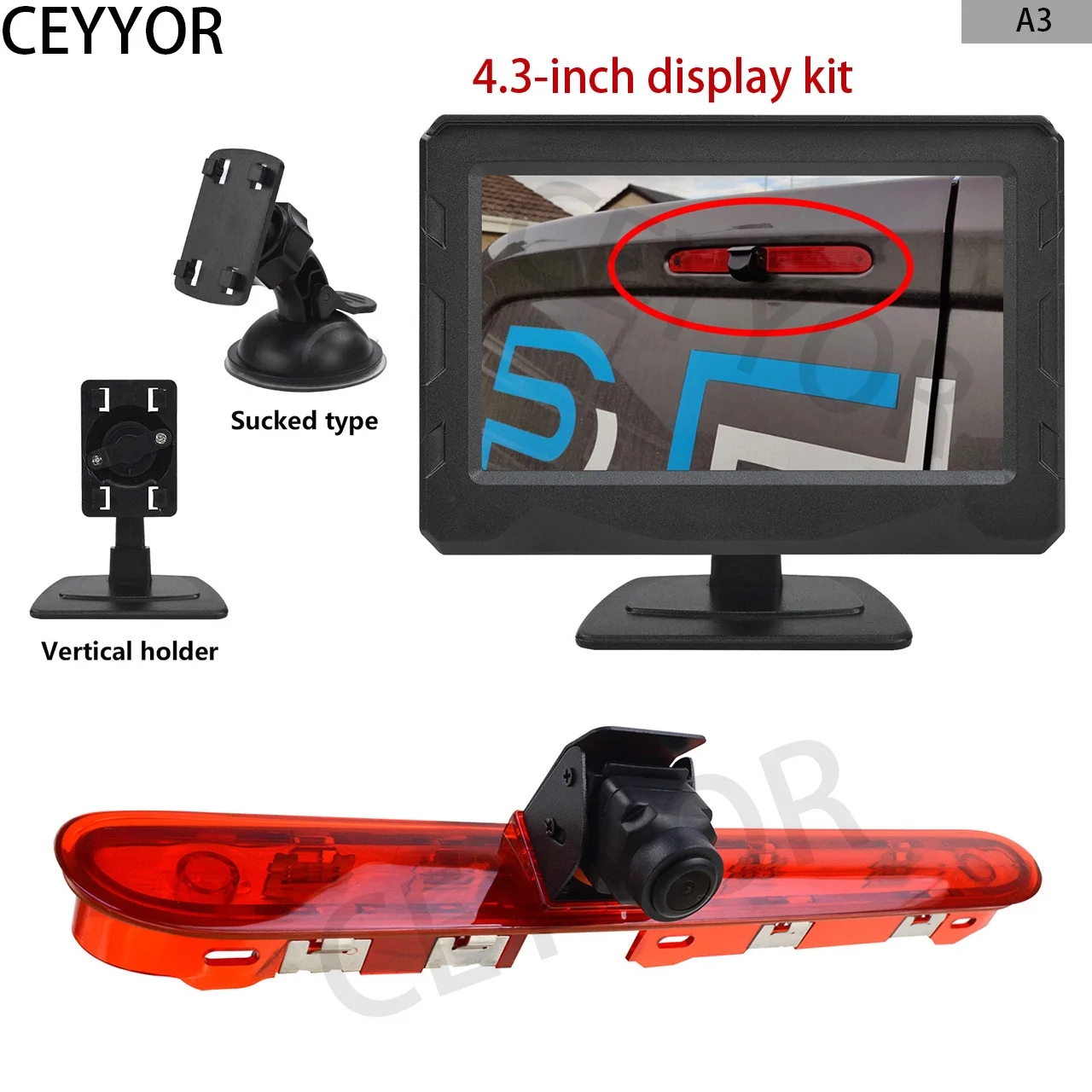 

Brake lights, reversing camera, for Peugeot Expert/Traveler, Citroen Jumpy/SpaceTourer, with 4.3-inch monitor control kit