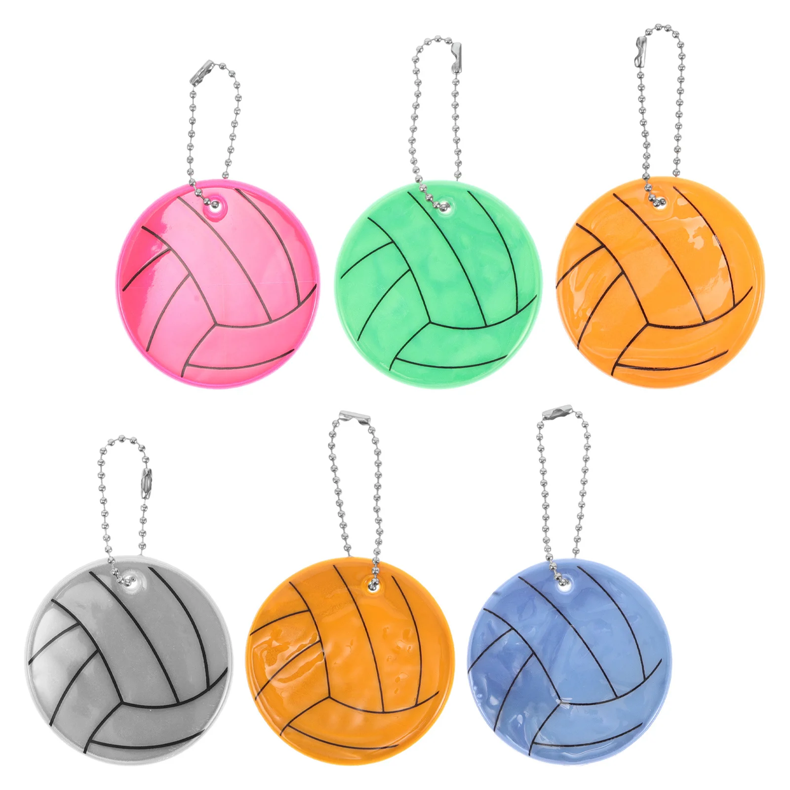 

6pcs Mini Reflective Volleyball Key Chains Pvc Pendant Bag Tags Night Cycling Safety Backpack Accessories Party Favors