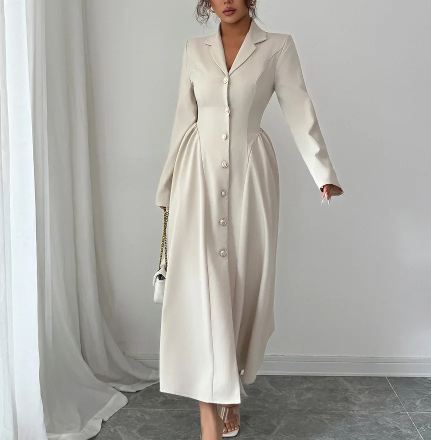 

Fashion Dress 2025 Autumn/winter Latest Hot Selling Elegant Temperament Deep V-Long Sleeved Long Skirt Dress Women's Clothing