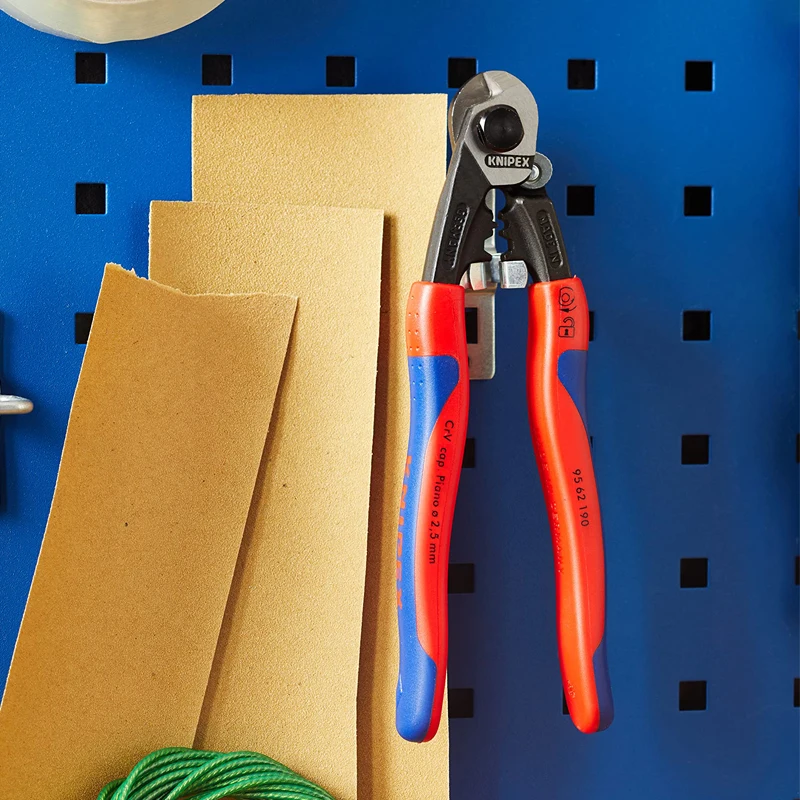 KNIPEX  95 62 190 Wire Rope Cutters Multi-Component Comfort Grip 7 1/4-Inch Ergonomic Forged Plier