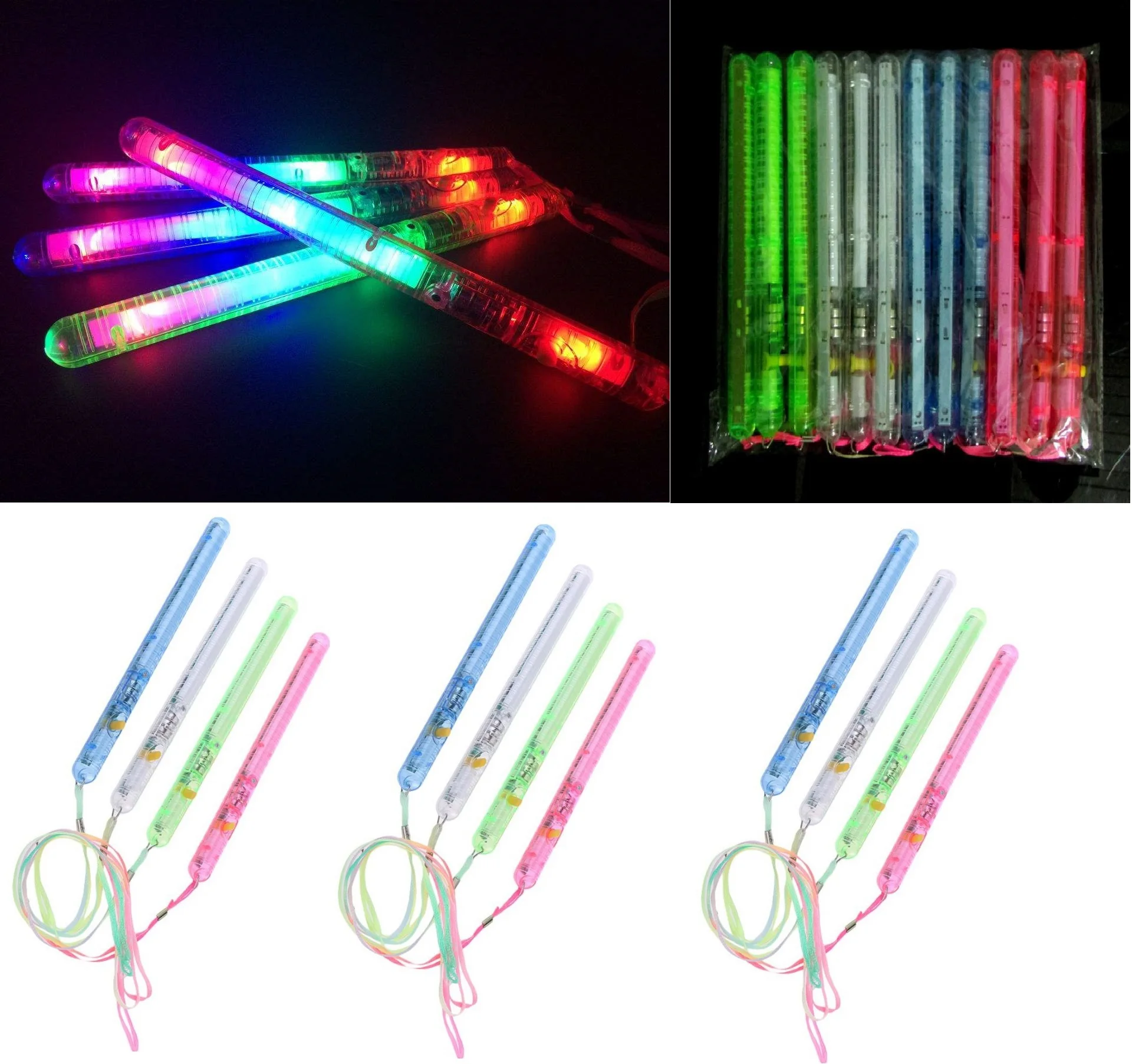 

12pcs Led Glow Stick Multi Colour Flashing Lights 4 Modes Portable For Christmas New Year Party Wedding Festival