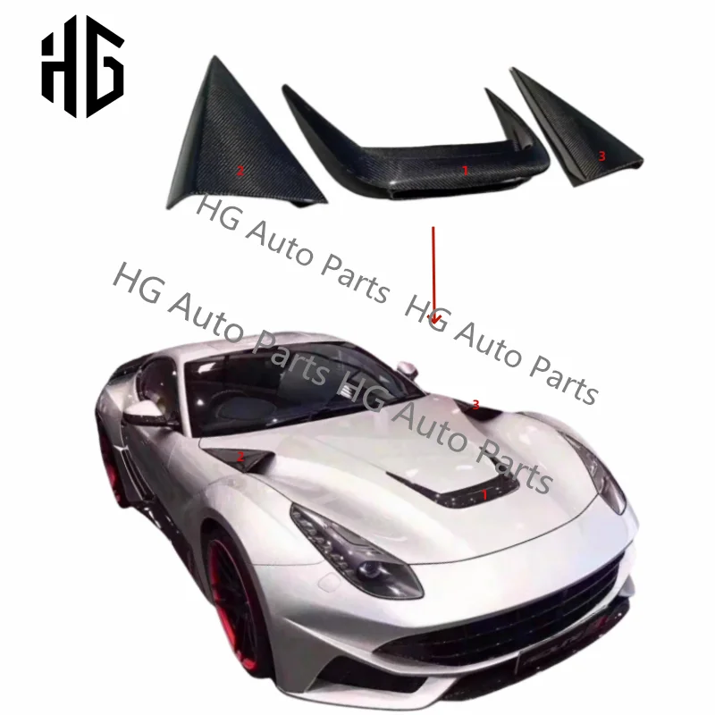 

For F12 Carbon Fiber Front Engine Hood Air Intake Vent Scoop Body Parts For Ferrari F12 Car Bonnet Vents Cover