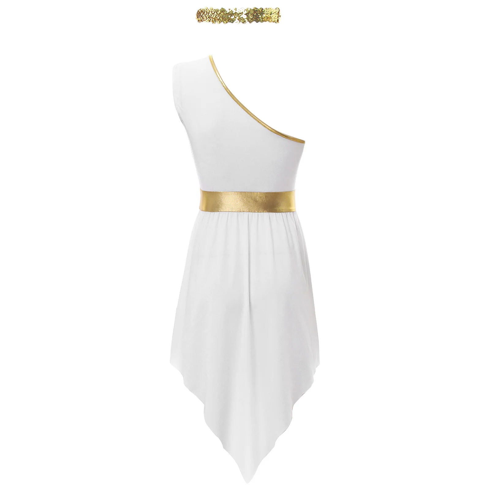 Womens Oude Romeinse Griekse Toga Grecian Cosplay Kostuum Halloween Outfits Ballet Lyrische Dans Gewaad Jurk Met Lovertjes Hoofdband