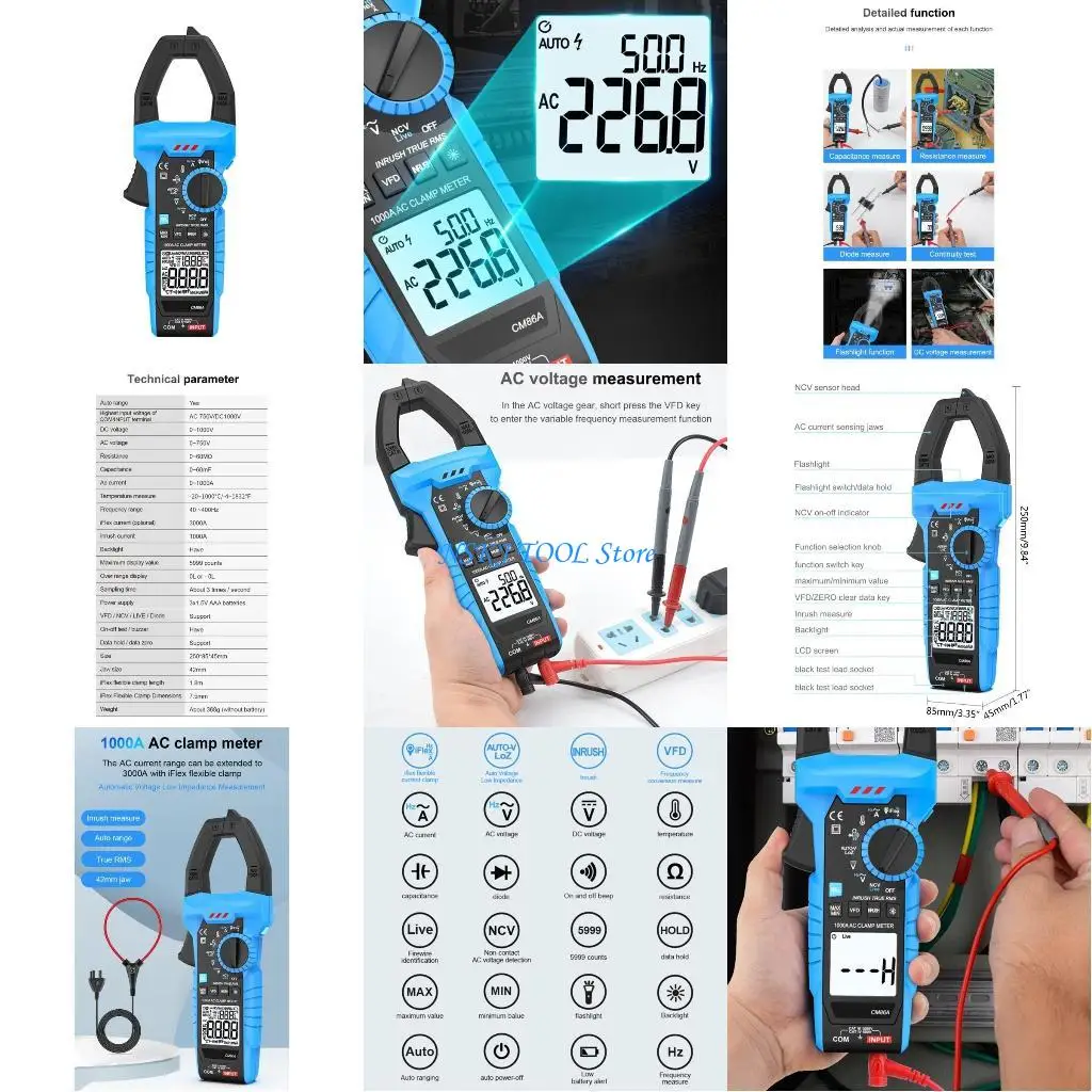 

L8RC Digital Clamp Meter Multimeter Accurate Tester with Auto ranging 6000 Counts for Electricians & DIY Enthusiasts