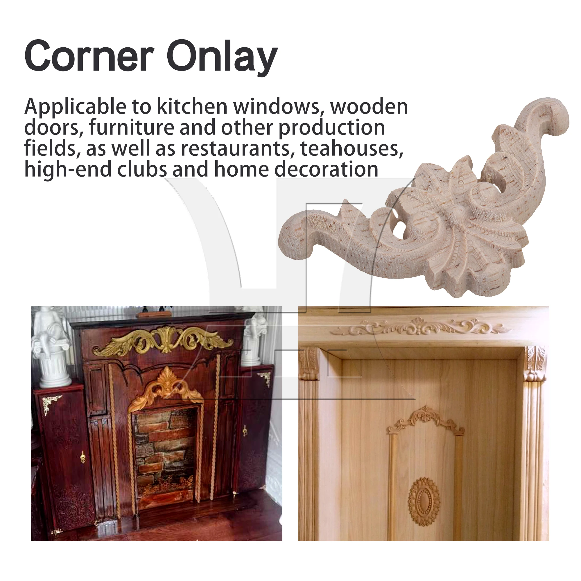 

BQLZR 20PCS Type C-15 Wood Carved Corner Onlay Applique Flower Decal Unpainted Furniture Decor 40x40mm