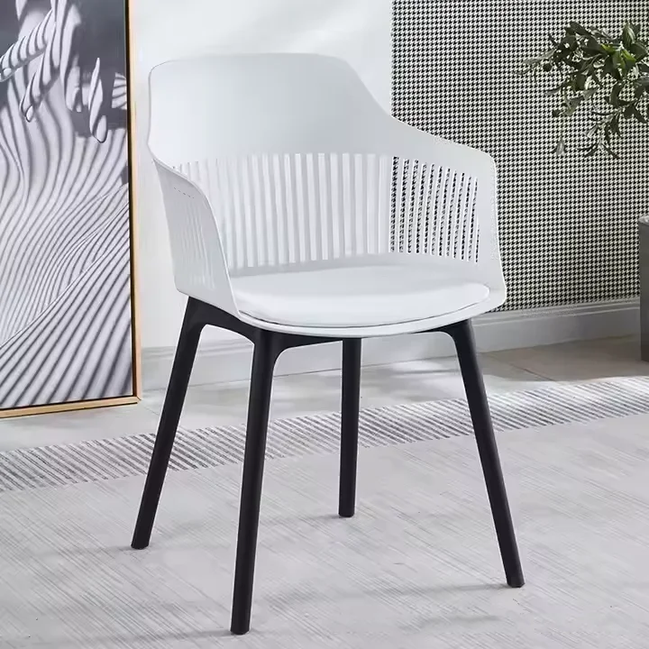 

For Creative Nordic Dining Chair With Hollow Design Modern Simple Plastic Stool for Outdoor Kitchen Hotel or Gym Use