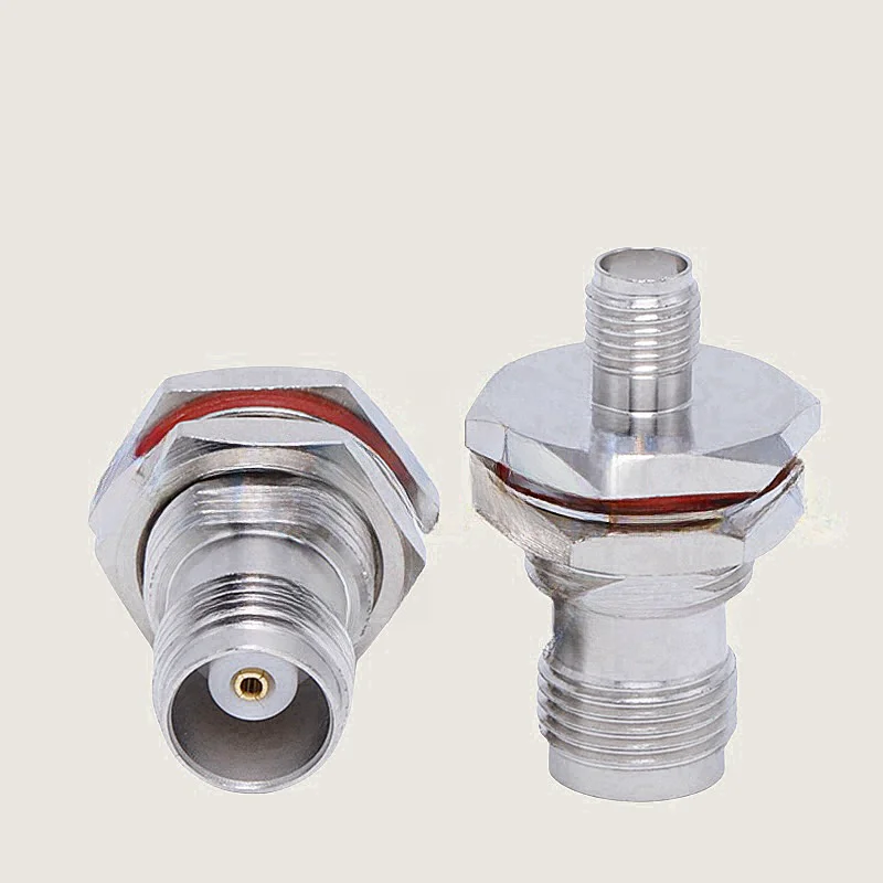 2pcs/lot TNC Female to SMA Female bulkhead through wall fixed adapter connector