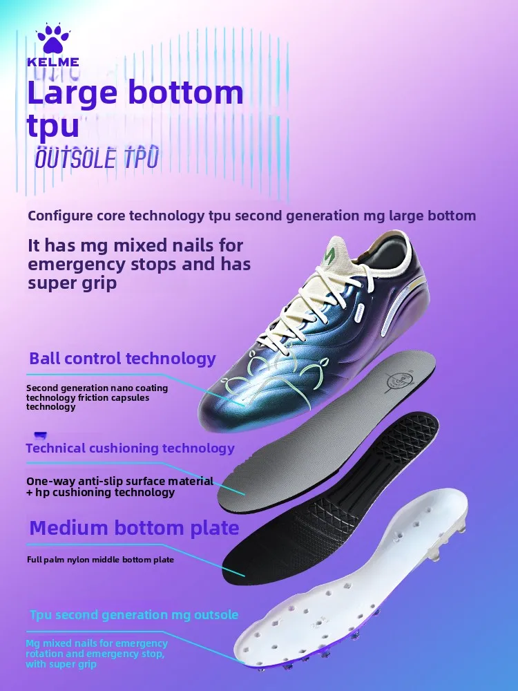 Kelme Adult Football Shoes Mg Short Nail Men's Training Football Boots Professional Competition Grass Specific Soccer Shoes