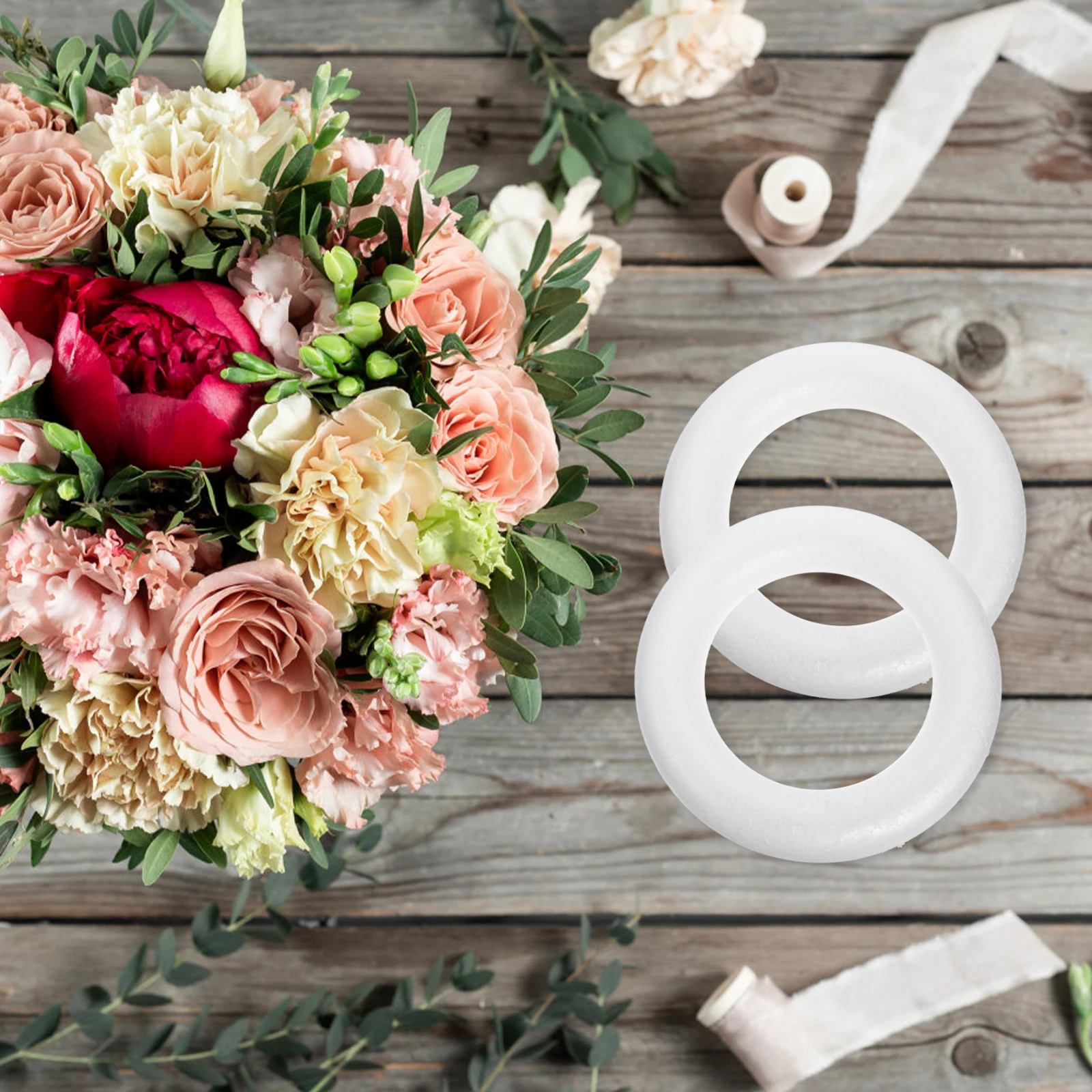 

8pcs Foam Circles For Crafts Diy Wreath Rings White Round Shape Art Projects Party Decorations Christmas Ornament Craft