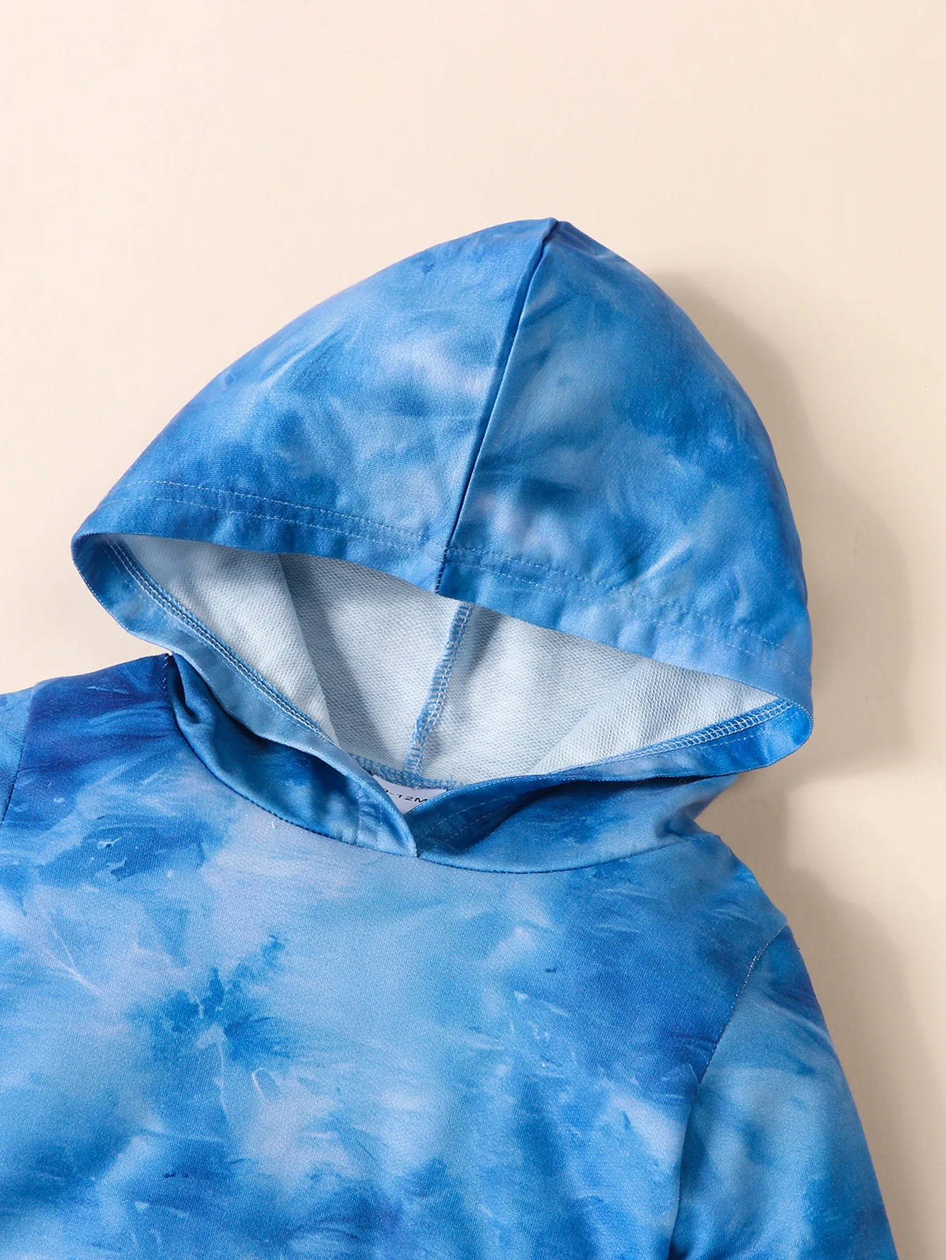 طقم بلوفر مكون من قطعتين للربيع والخريف للأطفال الأولاد كاجوال مصبوغ بغطاء للرأس وأكمام طويلة وسروال مصبوغ بربطة عنق #4