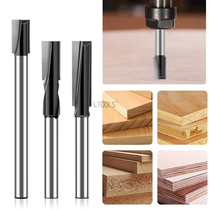 Woodworking Milling Cutter Bottom Cleaning Router Milling Cutter Spiral Mortise Door Lock Hole Extended Slot Milling Cutter Tool