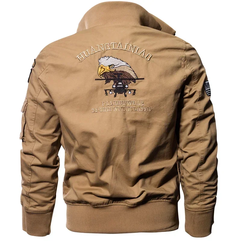 Motorcycle Tactics Jackets Men Autumn Spring Bomber Cotton Coat Embroidery Airplane Pilot Cargo Jacket Male Jaqueta Outdoor - Image 3