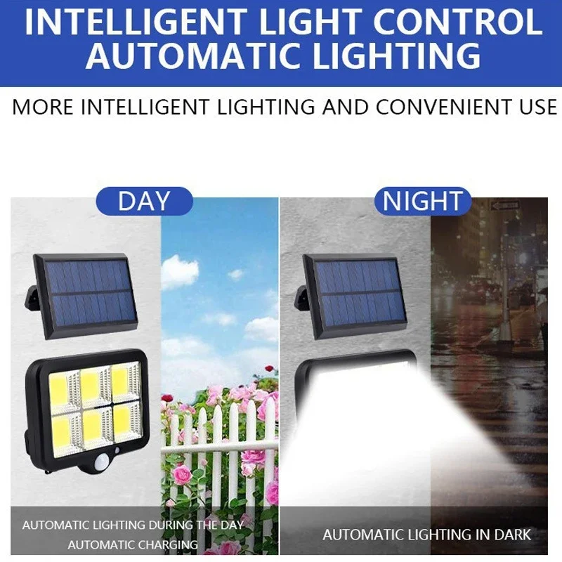 Imagem -04 - Outdoor Motion Sensor Solar Light Iluminação Impermeável Segurança Porch Street Wall Lamps Decoração do Jardim 160 Cob