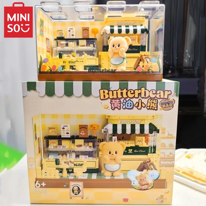 MINISO Butter bear dessert house building blocks miniature scene assembly model desktop ornaments decoration Valentines Day gift