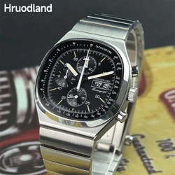 2024 New Hruodland Retro Men Quartz Watches Stainless Steel Sapphire Glass Top Brand Chronograph Fashion Dress Wristwatch