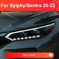 1 Pair Full LED Headlight Assembly for Sentra Sylphy 2020 2021 2022 Plug and Play with LED DRL Dynamic Turning Rear Tail Lamps