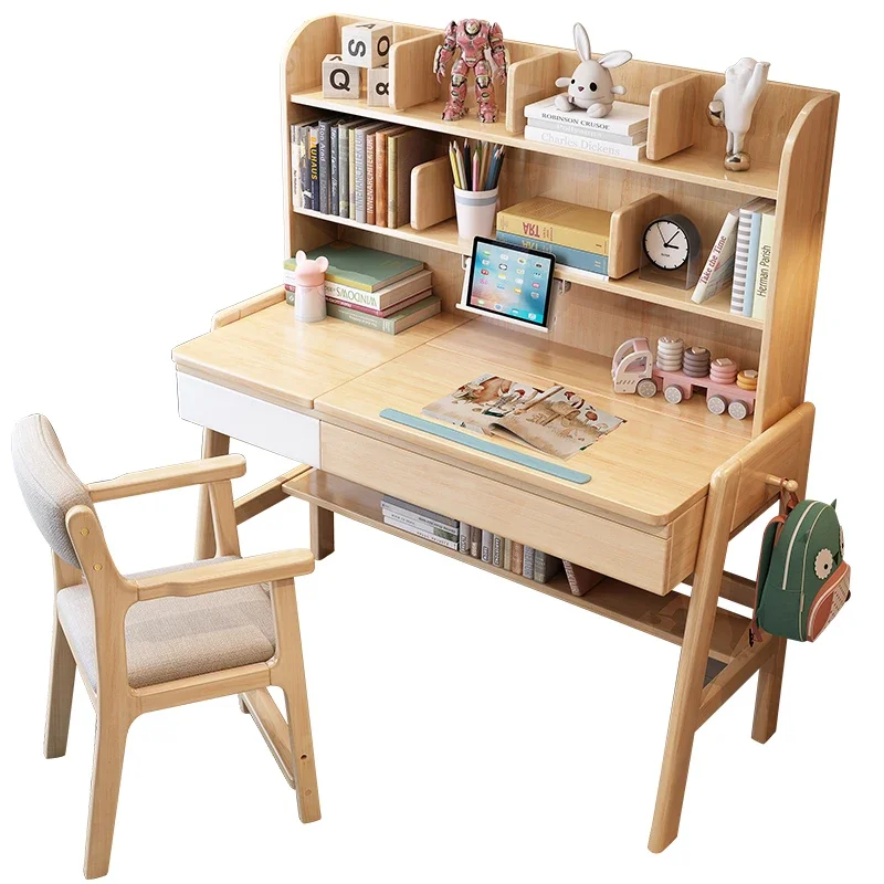 Mesa de estudo infantil com gaveta, mesa de escritório estilo simples, madeira, fabricante chinês