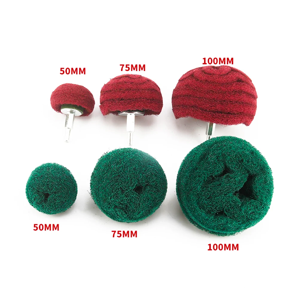 1Pcs 50-100mm Mushroom Head Scouring Pad Abrasive Polishing Wheel Polish Drill Surface Sanding Buffing Grinding Tool 1/4'' Shank