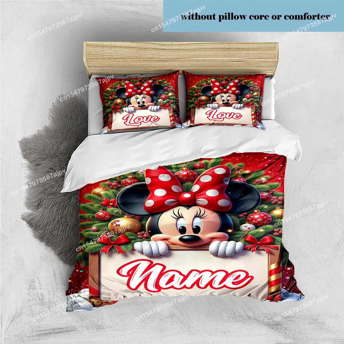 Personalized Duvet Custom Cute Minnie Bedding Set King Twin Double Child 3 Piece Microfiber or Polyester Duvet Cover Set-QIANG