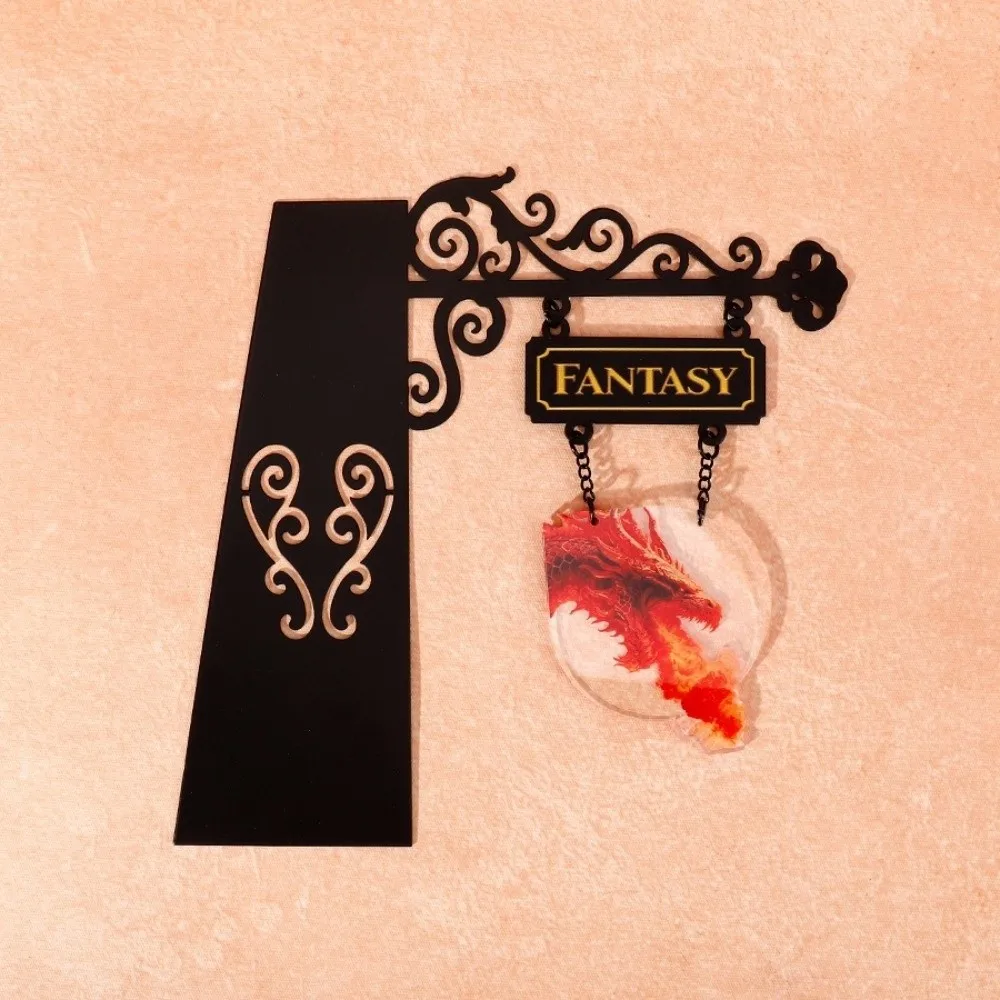 Gothic Style Dinosaur Metal Book Divider Flying Dragon Retro Cultural Bookmark Separator Sign Double-sided Pattern