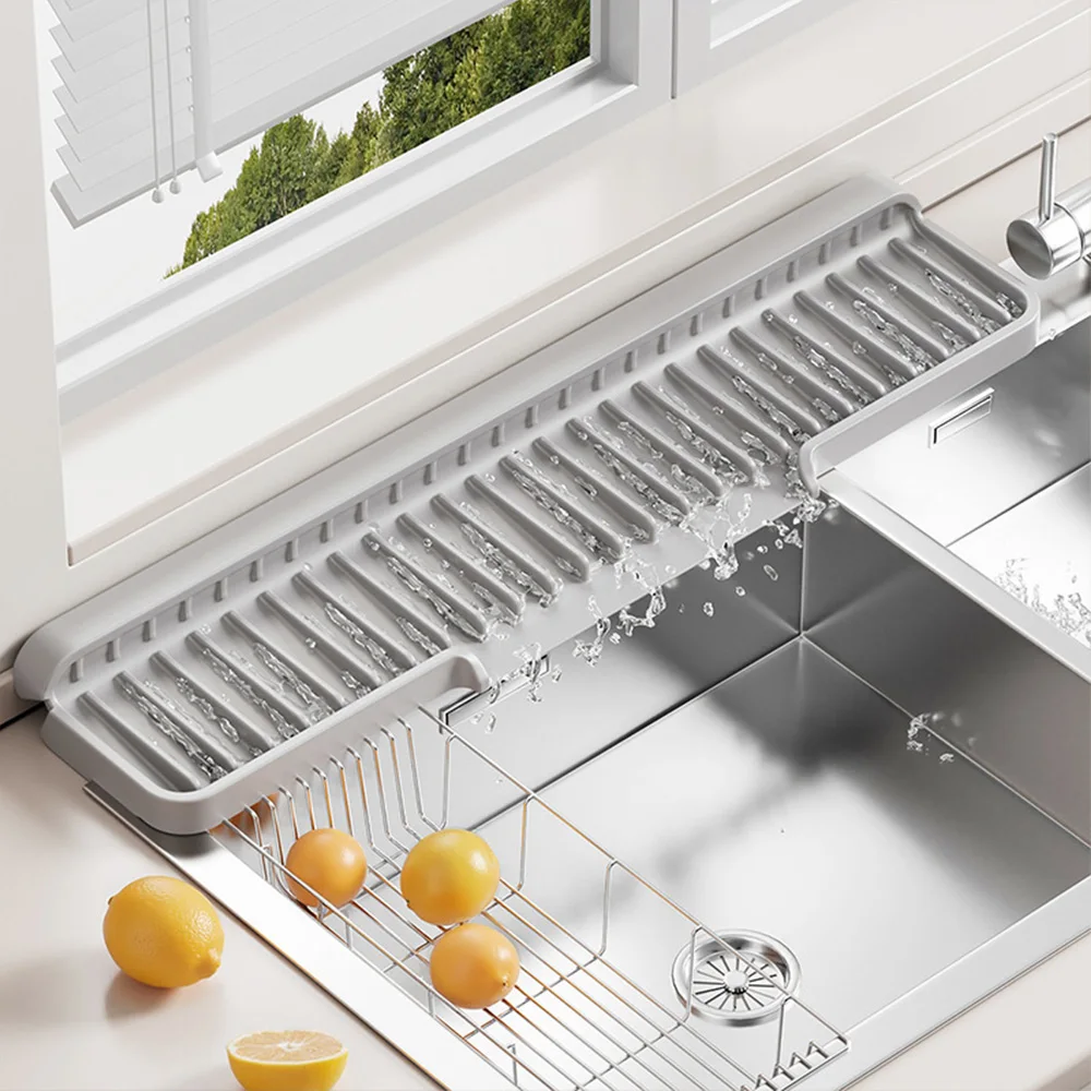 【セール中】シリコン製防滴水バリアストリップ |   キッチンシンク狭縁吸水・水切りパッド(カット可能) A-DH