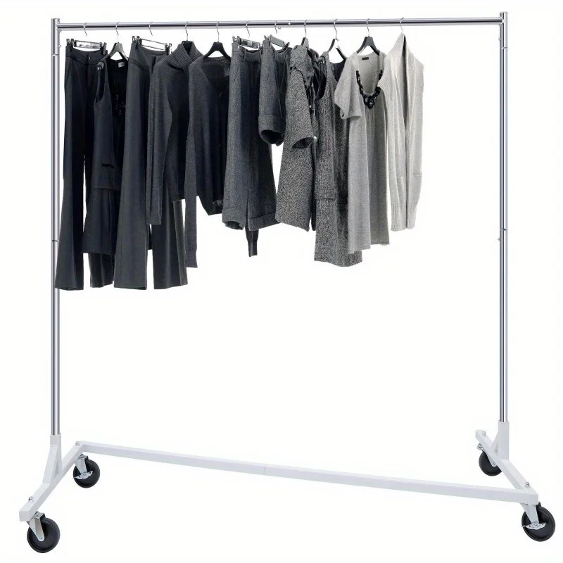 Garment Rack Heavy-Duty Clothing Rack Z-Base Rolling Clothes Rack with 4 Wheels