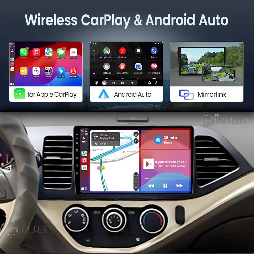 Android 16 Car Radio For Kia Morning 2 picanto 2011 - 2017 Multimedia Navigation Player GPS Stereo DVD Bluetooth 4G WiFi 2din