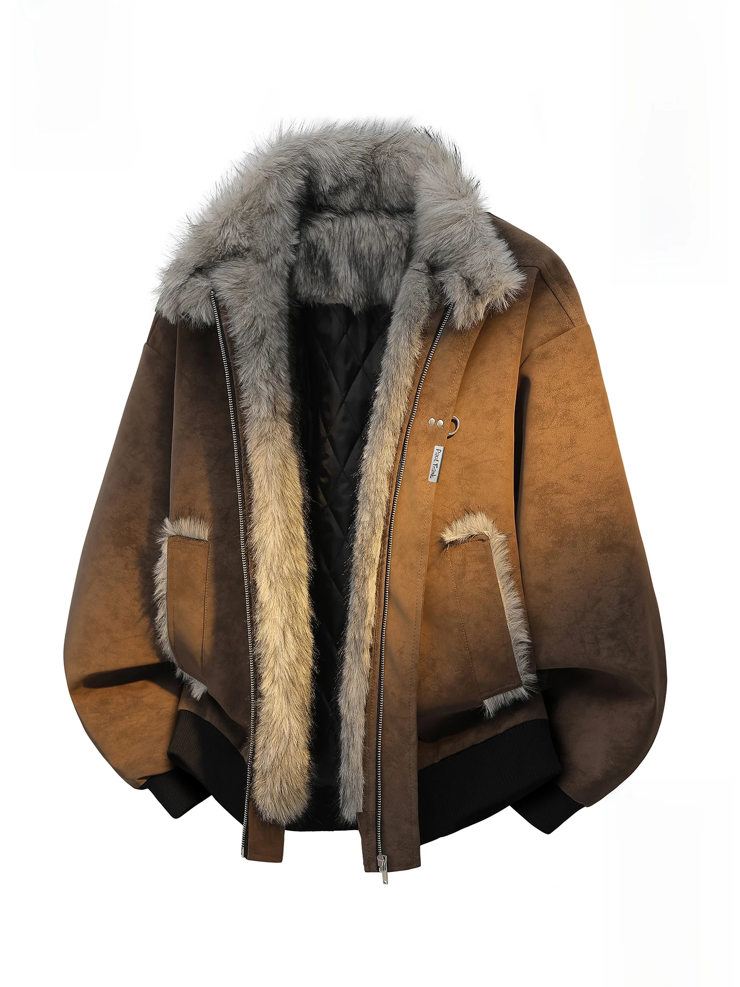 

Мужская теплая хлопковая куртка Paul Frank с меховым воротником, повседневная зимняя верхняя одежда, молодежная, свободного кроя, с длинными рукавами